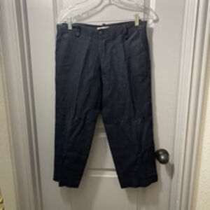 Women's Papalotes Pants Size 10 navy blue lined 100% linen